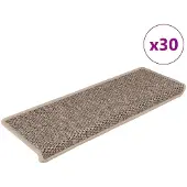 vidaXL Tapis d'escalier autocollants 30 pcs 65x21x4 cm beige foncé