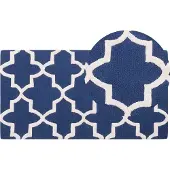 Beliani Tapis bleu 80 x 150 cm motif marocain à poils courts SILVAN (150 x 80 cm)