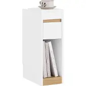 SoBuy Table de Chevet Étroite Blanche avec Plateau Amovible
