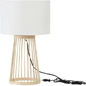 Lyora Lampe de table Lois Bois avec capot blanc