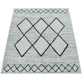 Paco Home Tapis plat d'intérieur et d'extérieur Motif géométrique scandinave Blanc et bleu Dimensions 120 x 170 cm