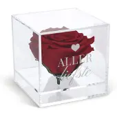 Yoursurprise Preserved Rose dans un cube gravé (plexiglas)
