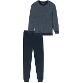 Schiesser Pyjama long ' Comfort Essentials ' bleu nuit / gris