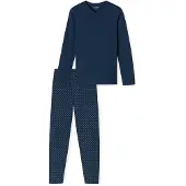 Schiesser Pyjama long bleu marine / bleu foncé / blanc