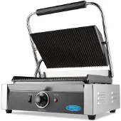 Maxima Contactgrill Gegroefd Enkele Grillplaat 33,5 cm - Professionele Grill - Gietijzeren Bakplaten, Machine à panini, Argent