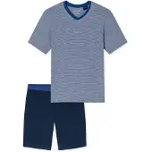 Schiesser Pyjama court bleu marine / bleu roi / blanc