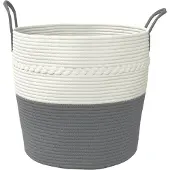 vidaXL Panier de rangement gris et blanc Ø43x38 cm coton