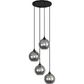 QAZQA Suspension Art Déco noire avec verre fumé 4 lumières - Wallace