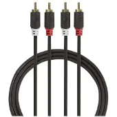 Nedis Câble Audio Stéréo Cabw24200at30 2x Rca M-2x Rca M Plaqué Or 3 M