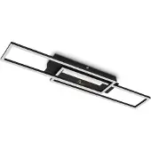 Briloner - Plafonnier LED avec lumière centrale, couleur de lumière blanc chaud, interrupteur séparé, fonction mémoire, lampe de salon orientable, noir