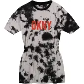 DKNY Short Sleeve Dress Noir,Gris 14 Years Fille