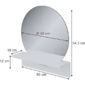 Vicco Miroir mural Elyra Blanc 50x54.5cm avec tablette, Model 58386