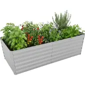 Relaxdays Jardin surélevé RelaxRelaxdays, métal galvanisé, fleurs, plantes et légumes, dimensions 60 x 200 x 100 cm, jardinière rectangulaire, gris clair