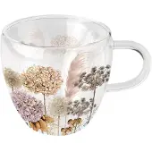 Ambiente Tasse à thé en verre double paroi fleurs séchées
