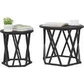 vidaXL Table d'appoint, lot de 2, noir, aspect chêne