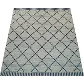 Paco Home Tapis plat d'intérieur et d'extérieur à rayures géométriques et motif losanges, blanc, dimensions 120 x 170 cm