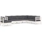 vidaXL Ensemble salon de jardin 7 pièces avec coussins blanc pin massif