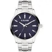 s.Oliver Montre à affichage analogique bleu marine / argent