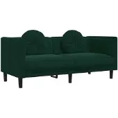 vidaXL Canapé 2 places avec coussins vert foncé velours