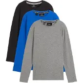 Bonprix Lot de 3 T-shirts manches longues coton