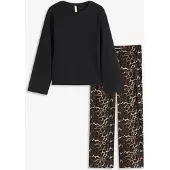 Bonprix Pyjama avec haut côtelé et pantalon ample