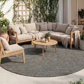 FRAAI Tapis d'extérieur rond - Malta Arrow Noir | Ø 120 cm | Rond |
