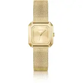 HUGO Hazel Montre dorée carrée avec bracelet en maille milanaise