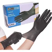 Hygostar Gants jetables en latex noir non poudrés (S, M, L, XL)