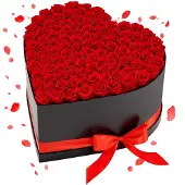 Vevor Rose Éternelle 100 Fleurs Éternelles Préservées Boîte Cœur
