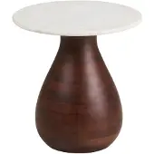 Ebuy24 Klara table d'angle Ø40cm blanc, brun foncé.