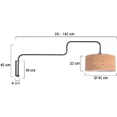 Steinhauer Lampe murale noire Bloeba avec un chapeau en liège Ø40cm