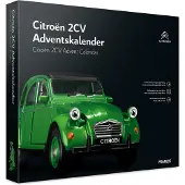 Franzis 55154 - Citroën 2CV Calendrier de l'Avent vert, modèle réduit en métal à l'échelle 1:32, module sonore et livre d'accompagnement de 50 pages inclus