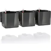 Lechuza 3 pcs Jardinières Green Wall Home Kit Anthracite brillant