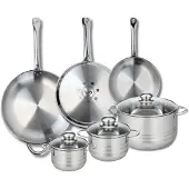 Elo Ensemble de 3 Poêles de cuisson 24, 28 et 32 cm et 3 faitouts 14, 16 et 24 cm Profi Brillant