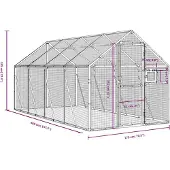 vidaXL Volière argentée 1,79x4x1,85 m aluminium
