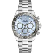 GUESS Montre à affichage analogique 'ARTHUR' bleu clair / argent