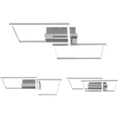Briloner Plafonnier LEUCHTEN FRAME, 30 W, 3300 lm, IP20, chrome-alu, métal-plastique, intensité lumineuse variable, CCT, 50 x 38,8 x 7,8 cm