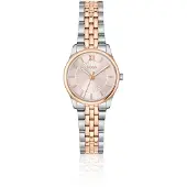 BOSS Montre deux tons élégante à cadran rose à motif soleil