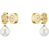 BOSS Boucles d’oreilles dorées à monogramme Double B
