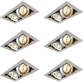QAZQA Ensemble de 6 spots encastrables acier AR111 orientables 2 lumières - Oneon