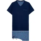 Hom Pyjama long ' Sleepwear Bellagio ' bleu marine / rose