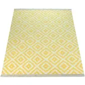 Paco Home Tapis moderne à motifs marocains tissé à la main Skandi losanges franges jaune blanc dimensions 80x150 cm