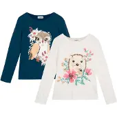 Bonprix Lot de 2 T-shirts manches longues 100% coton