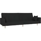 vidaXL Canapé-lit 2 places avec 2 coussins Tissu noir