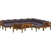 vidaXL Salon de jardin 12 pcs avec coussin Bois d'acacia solide