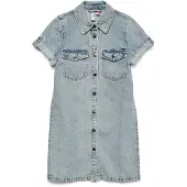 Vero Moda Robe en jean filles - Bleu clair Denim