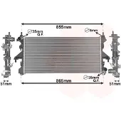 VAN WEZEL 17012704 Radiateur à eau pour FIAT Ducato fourgon (250, 290), Ducato plateau / châssis (250, 290), Ducato bus