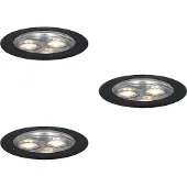 QAZQA Ensemble de 3 spots de sol modernes noirs 3 lumières IP65 - Tribus