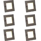 QAZQA Ensemble de 6 spots encastrables modernes en acier avec LED - Square 7