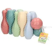Lobbes Jeu de quilles pastel en plastique pour enfants, lot de 12 pièces, jouet de bowling